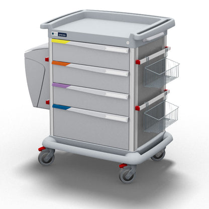 Carrello medicale con 4 cassetti Preciso 9 ruote singole